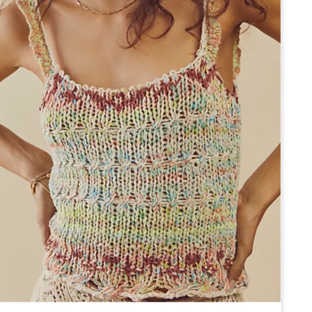 Free People Palmetto Sweater Open Stitch tank in Candied Dream sz medium